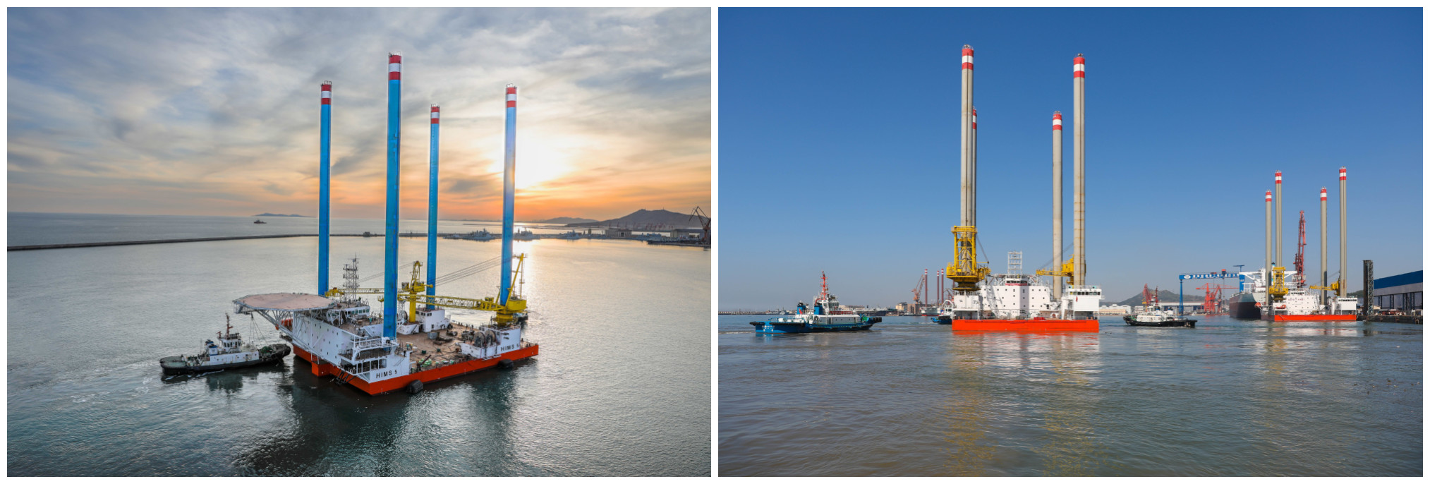 渤船重工建造的華科1號、2號自升助航式作業平臺命名交工